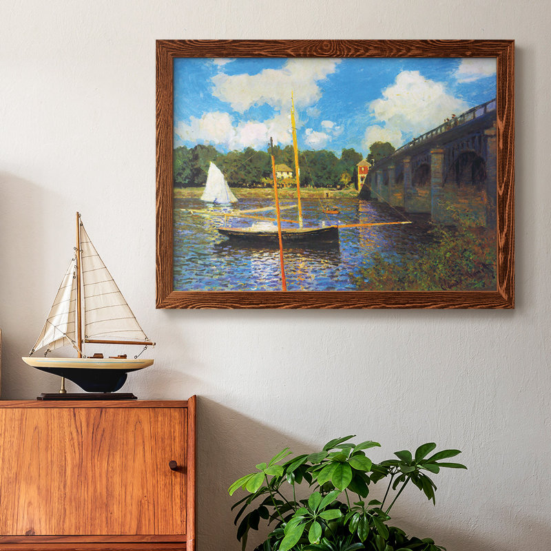 «The Road Bridge, Argenteuil» par Monet, reproduction d'art sur toile, Érable, H 22 po x l 32 po x P 1,5 po