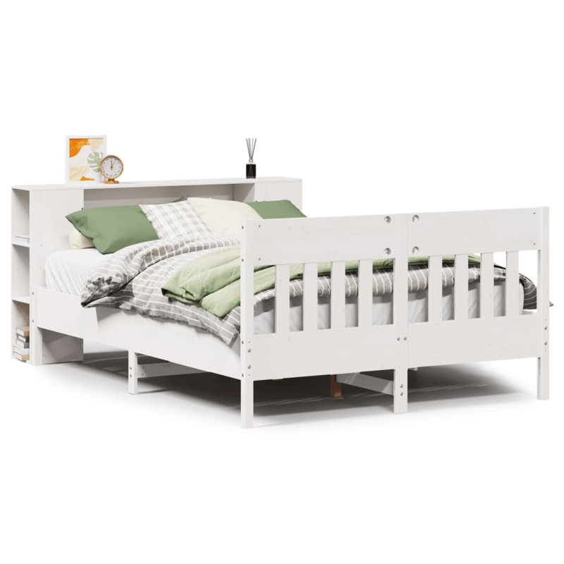 Monango Solid Wood Bed, 140 x 190 cm, White