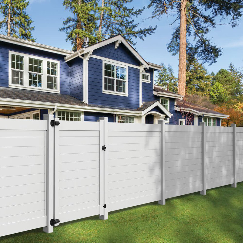 Horizontal Fence White Vinyl Privacy Panel Kit, 70.5" H x 90.75" W x 5" D