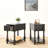 Set Of 2 Narrow End Tables With Drawer And Shelf, Solid Wood Sofa Side Tables, 2-Tier Skinny Table With Storage For Small Space Living Room And Bedroom-319529534-319529473