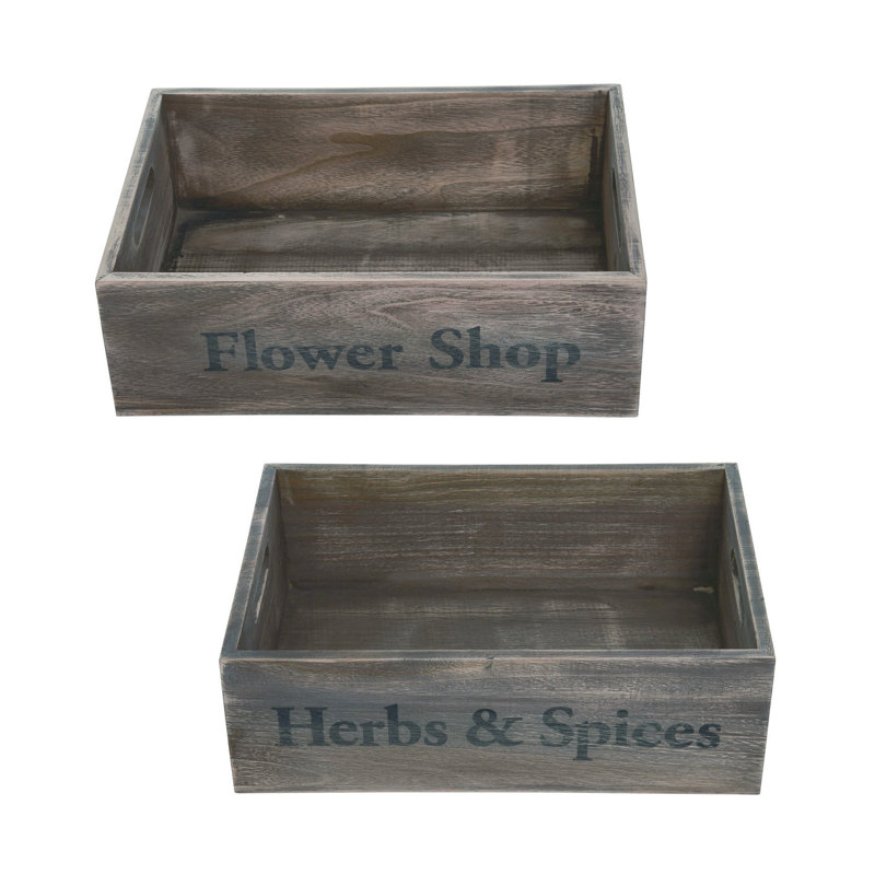  Wood Rustic Flower Shop Crate Set of 2 Spring Home Decorations