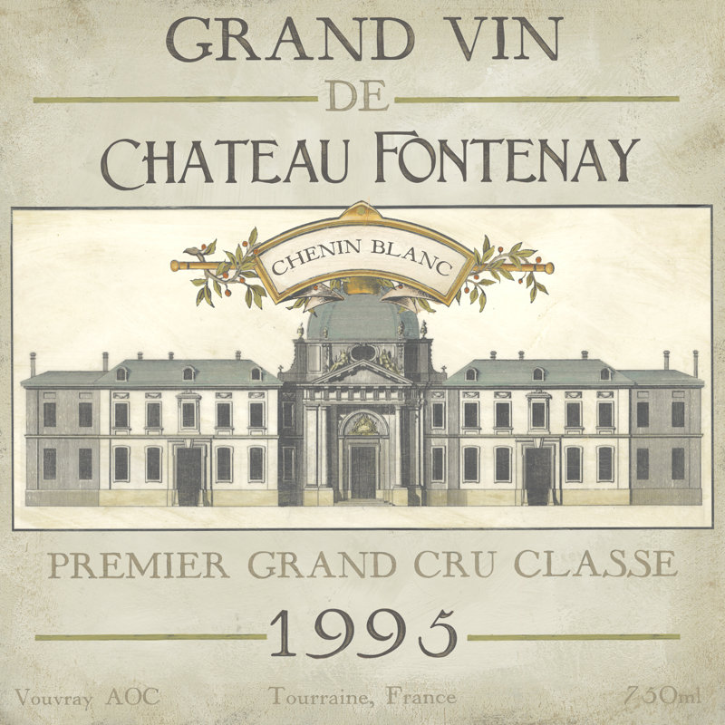 «Vintage Wine Labels IX» par June Erica Vess, impression sur toile tendue, H 36 po x l 36 po x P 1,25 po