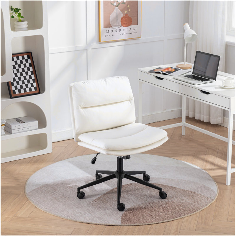 Fauteuil de bureau / chaise de coiffeuse / siège large / pivotant réglable Bizerte, Blanc