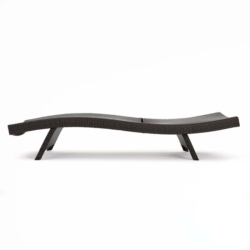 Chaise longue en osier PE, Brun multi