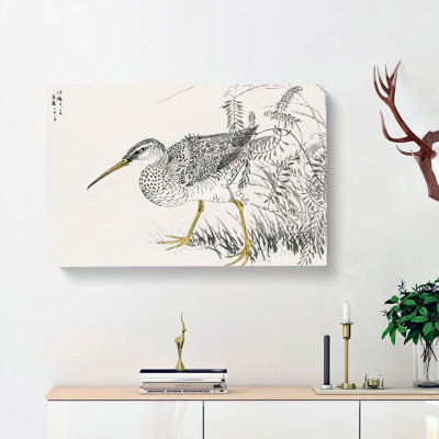 Whimbrel Bird & Wisteria Vine by Numata Kashu - Wrapped Canvas