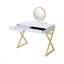 Bureau de coiffeuse rectangulaire avec miroir et plateau à bijoux, blanc et doré