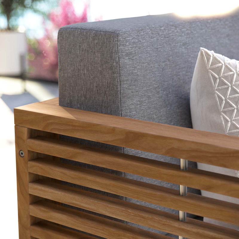 Carlsbad Teak Wood Armchair, Gray