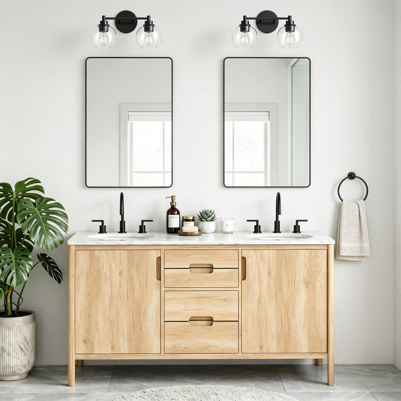 Shelburn Dimmable Vanity Light, Matte Black, 2
