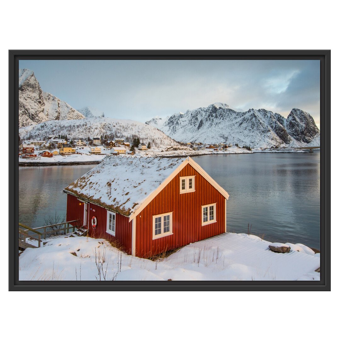 Gerahmtes Papierbild - Grafikdruck Fisherman's House in Lofoten