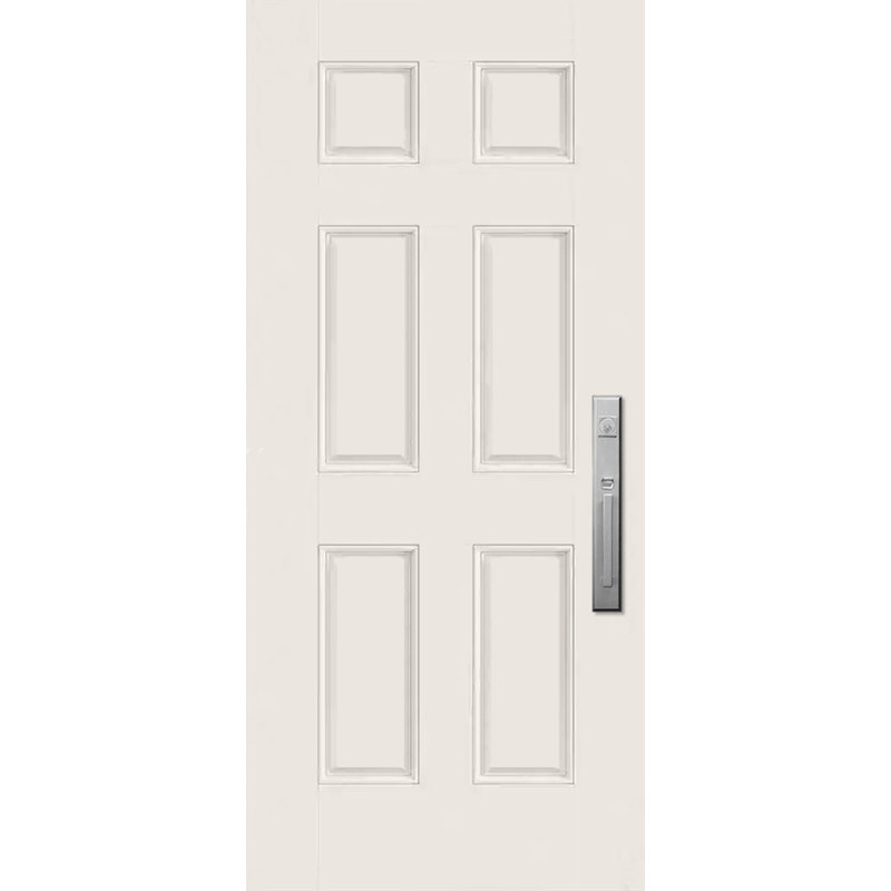 6 Panel Smooth FiberCraft Front Door, 79.25" H x 35.75" W x 1.75" D, Left Hand/Inswing, Arcade White