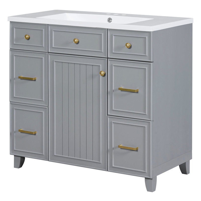 Luxurious Bathroom Vanity With Premium Features And Functional Design, Gold, Grey