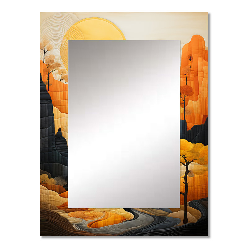 «Bold Landscape Canyon Desert VIII», miroir mural décoratif traditionnel, art imprimé en métal, 32 po x 24 po