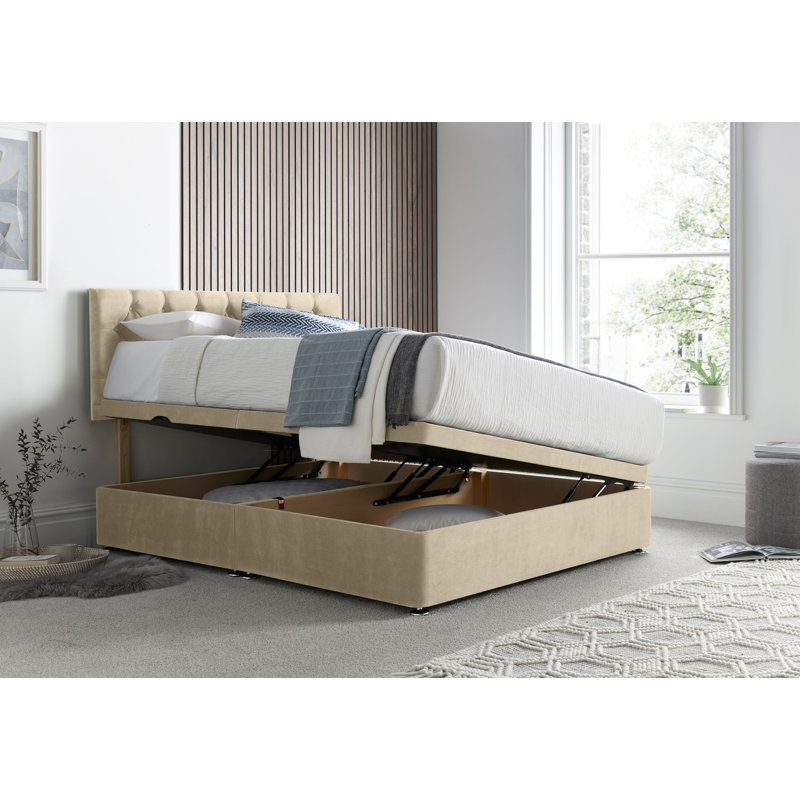 Florida Naple Divan Ottoman with Headboard on Struts, Beige, Double (4'6)