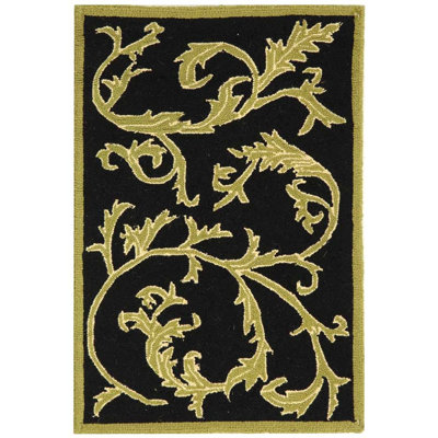 Hand Hooked Wool Floral Rug