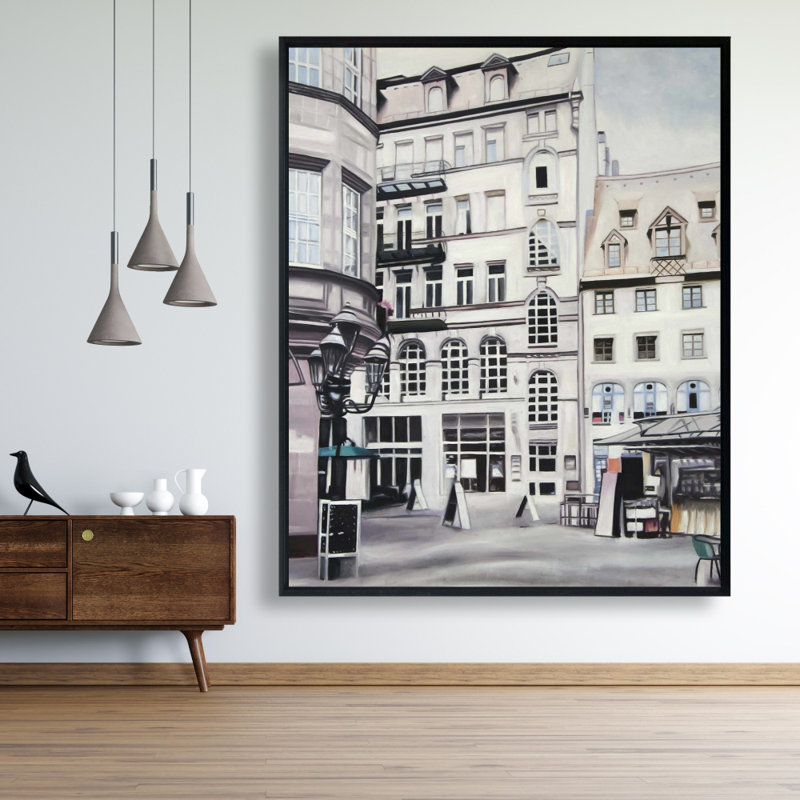 "Scène de rue en Allemagne" sur toile, H 60 po x l 48 po