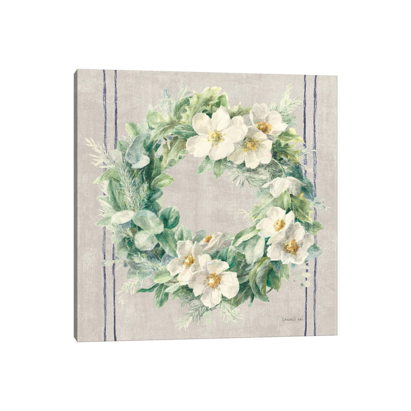 Floursack Holiday Wreath by Danhui Nai - Wrapped Canvas Gallery-Wrapped Canvas Giclée, 45.72 cm H x 45.72 cm W x 1.91 cm D
