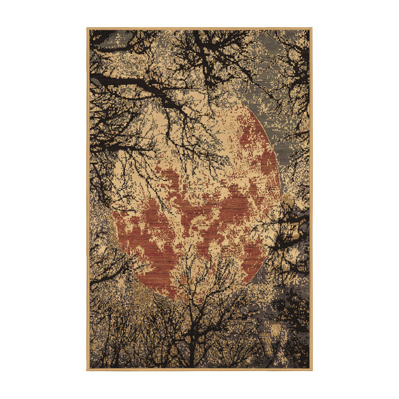 Tapis Cayvion Mid-Century Modern 2002 brun lavable à la machine, Rectangle 8 pi x 10 pi