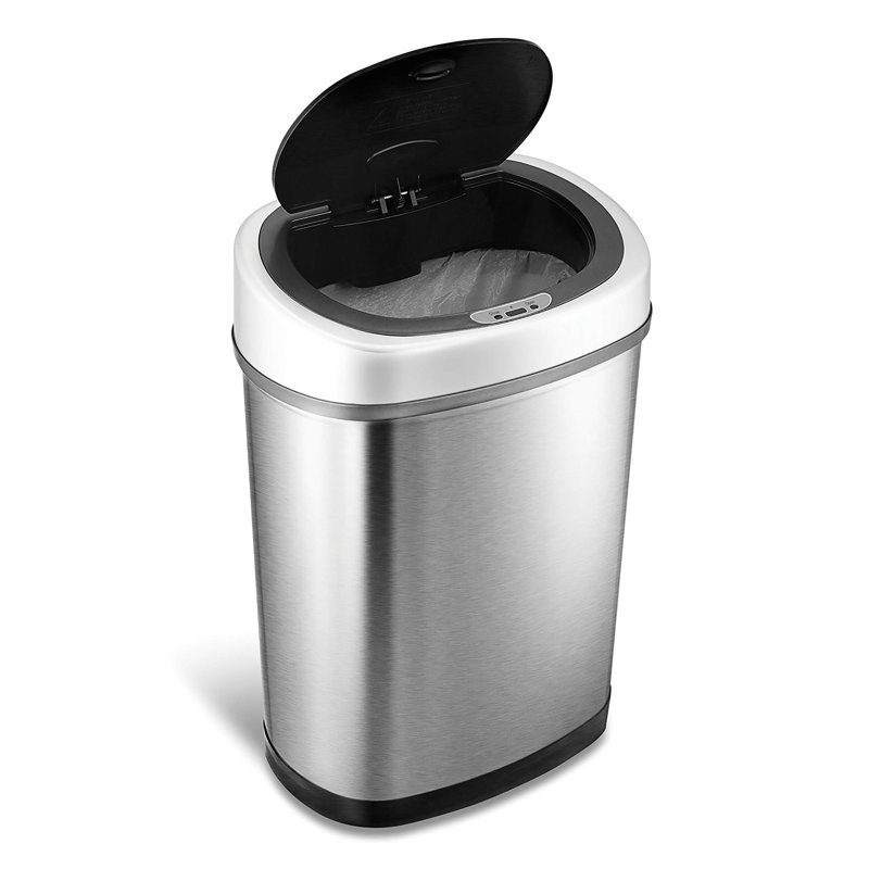11.1 Gallon Silver Stainless Steel Touchless Motion Sensor Trash Can