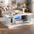 Modern High Glossy Rectangle Coffee Table With 2 Cabinets, One Drawer, 16 Colour Led Lights And A Open Shelf-1411007050