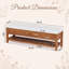 Banc de 55 po en bois massif avec tiroirs, étagère à coussins et à chaussures, banc à chaussures rembourré, banc de rangement de ferme pour vestibule, chambre à coucher, vestibule