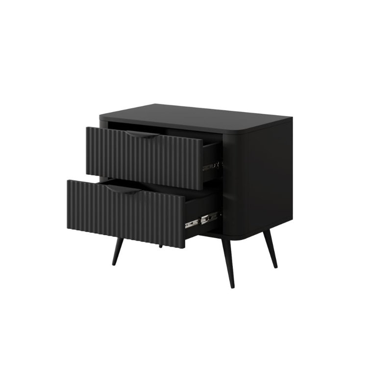 Leamont 63cm W Manufactured Wood Bedside Table, Black