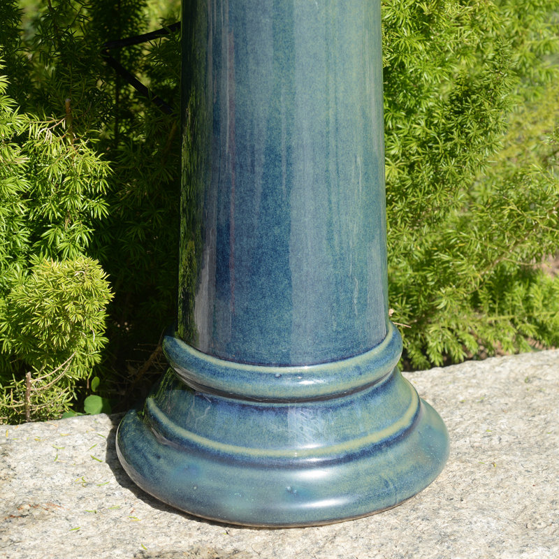 Ceramic / Porcelain Tiered Birdbath, Teal