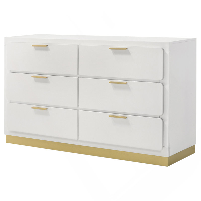 Commode 6 tiroirs Sophia, Blanc