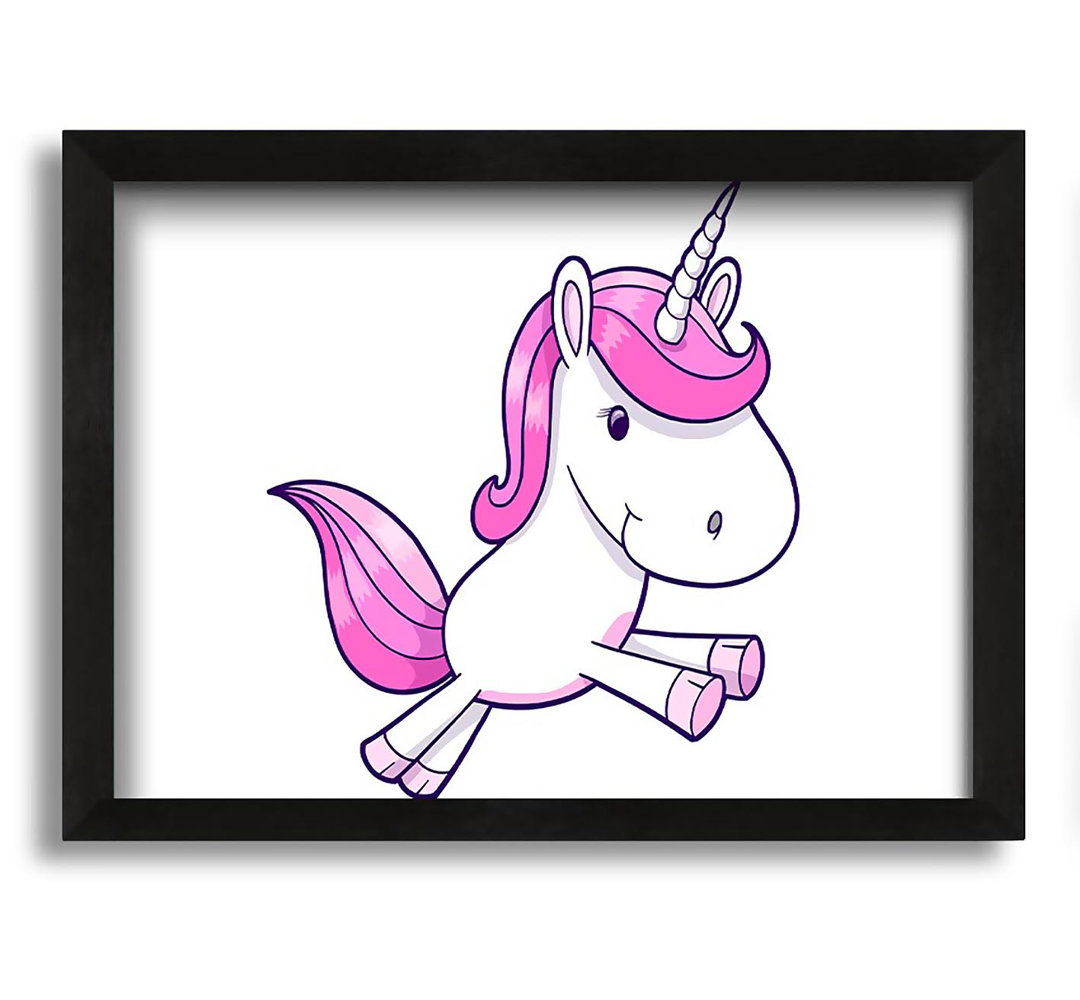 Gerahmtes Leinwandbild Leaping Unicorn Pink