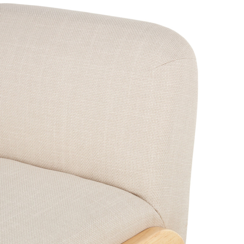 Polyester Square Boucle Beige Living Room Accent Chair With Brown Wooden Legs