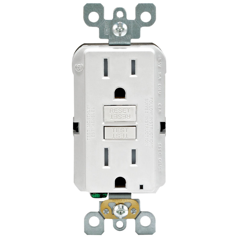White Tamper Resistant GFCI Outlet with Wall Plate and Indicator Light