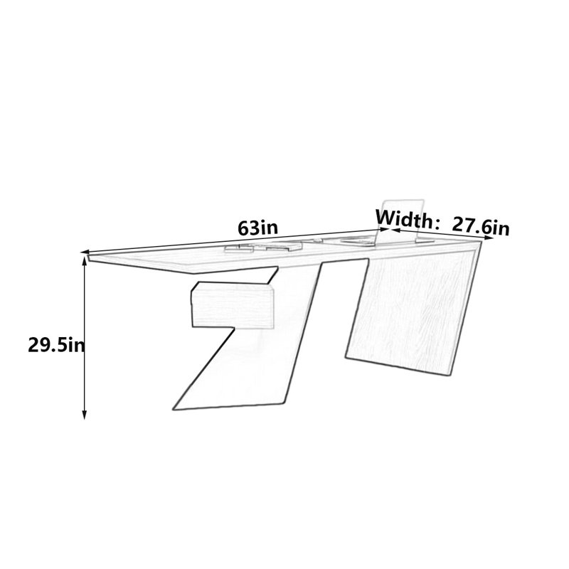 Bureau double caisson Modern, H 29,5 po x l 63 po x P 27,6 po