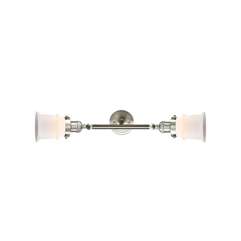 Alexandira 2 - Light Dimmable Vanity Light, Matte White Cased, 6 Watt Vinage LED Bulb, Brushed Satin Nickel