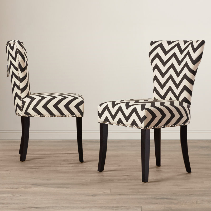 Ring 20.5'' H Cotton Blend Upholstered Side Chair, Black / White