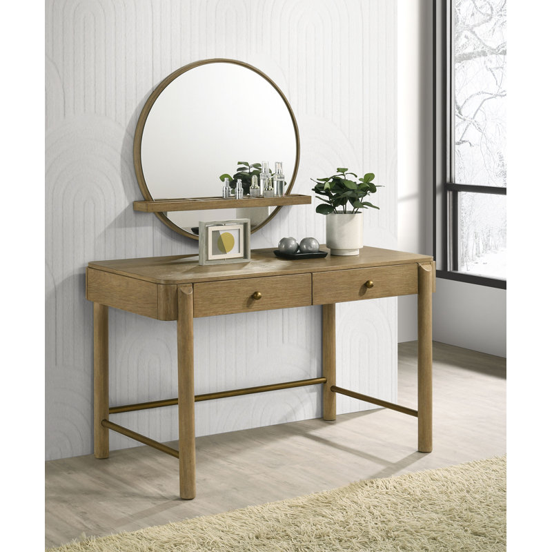 Ensemble coiffeuse et miroir 2 pièces, Brun