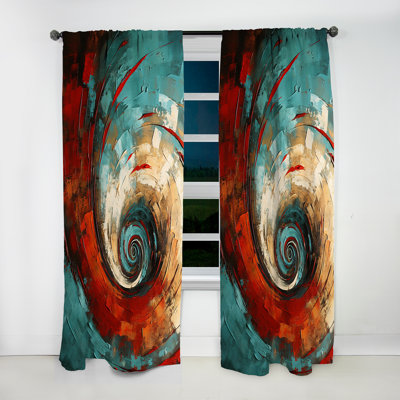 Red Blue Majestic Motion Spiral IV - Modern Curtain - Velvet Room Darkening - 1 Panel