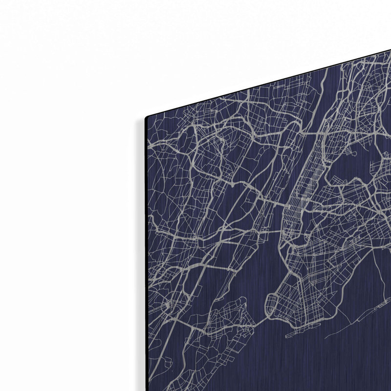 «NYC Street Blue Map» par Seven Trees Design, art mural en métal, H 16 po x l 12 po