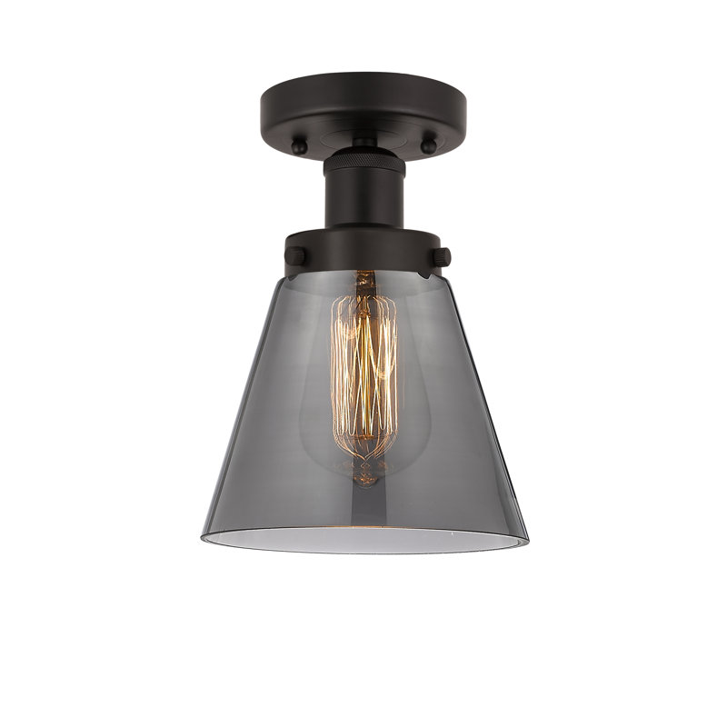 Plafonnier semi-encastré en verre Coplay, Plaqué couleur fumée, Bronze huilé
