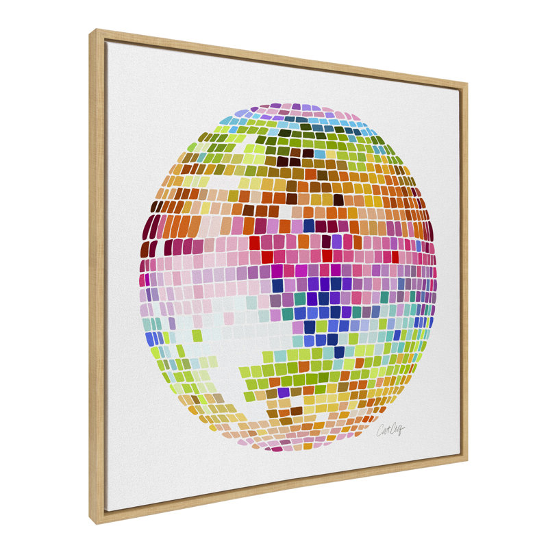 Rainbow Disco Ball by Cat Coquillette Framed Canvas Wall Art Print