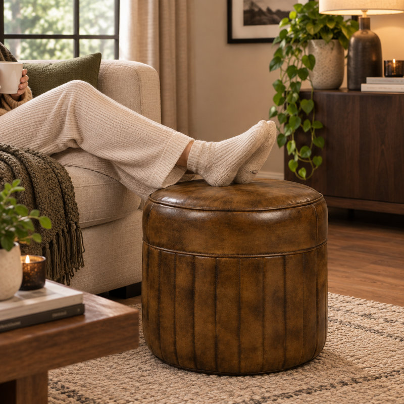 Leather Accent Stool