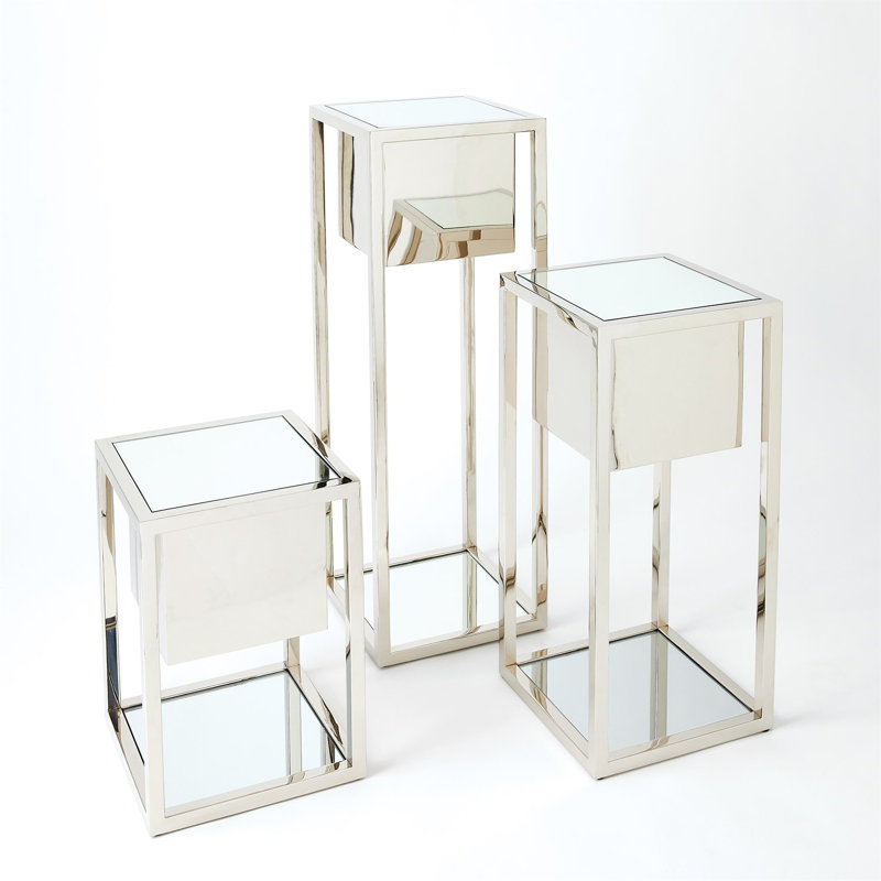 Escher Pedestal/Planter, 20" H x 14" W x 14" D, Brass