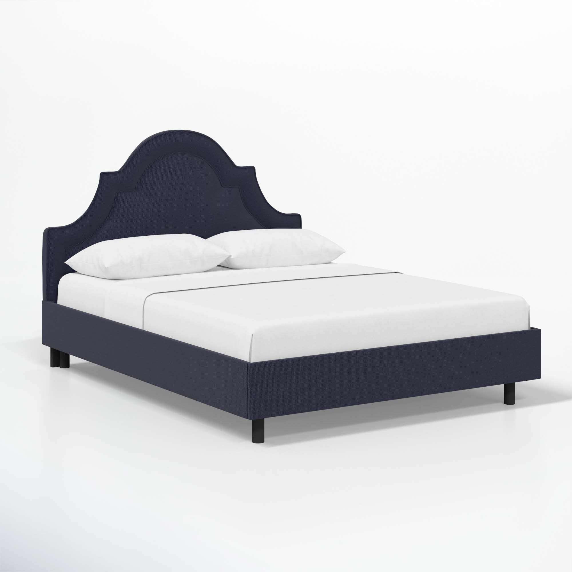 Knipe Upholstered Scalloped Bed, Classic Snow Boucle, King
