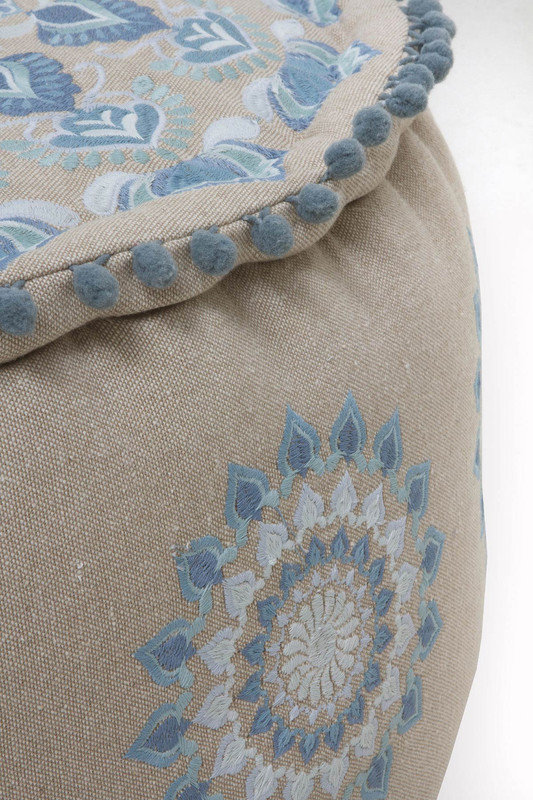 Cathalene 55cm Wide Round Geometric Pouffe Ottoman