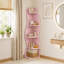 Étagère d'angle à 5 niveaux en forme de S avec tablettes incurvées, rose-132184332