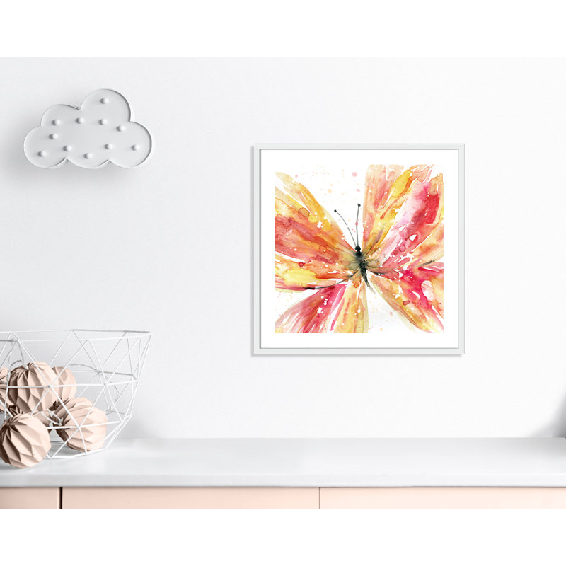«Butterfly Flying II», art encadré, H 26,5 po x l 26,5 po x P 1,18 po, Cadre blanc