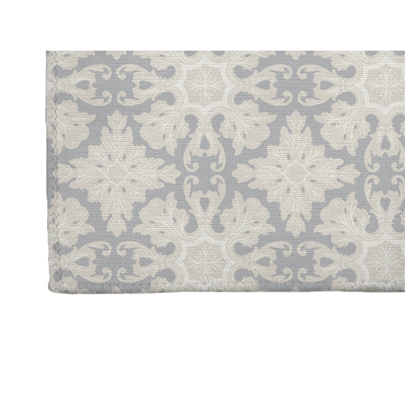 Tapis de cuisine en damas, Rectangle 5 pi x 7 pi, Gris