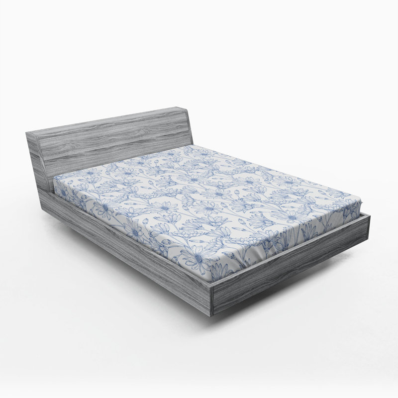 Microfiber Floral Fitted Sheet, Full Fitted Sheet, Flower-Floral