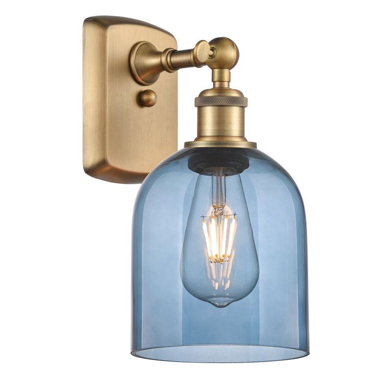 Anacaren Steel Armed Sconce, Princess Blue, Brushed Brass