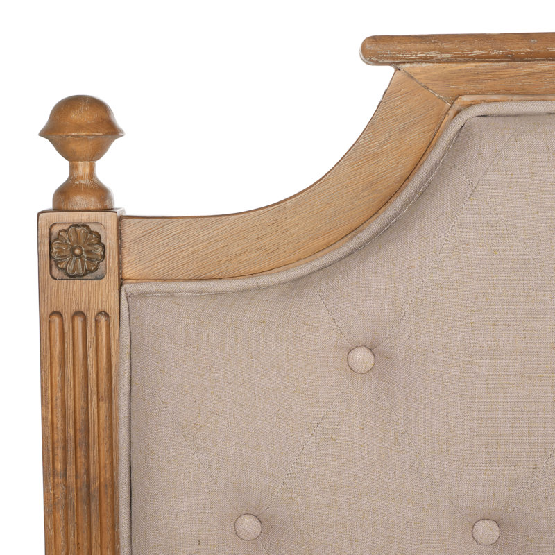 Beige Tufted Linen Upholstered Full Headboard