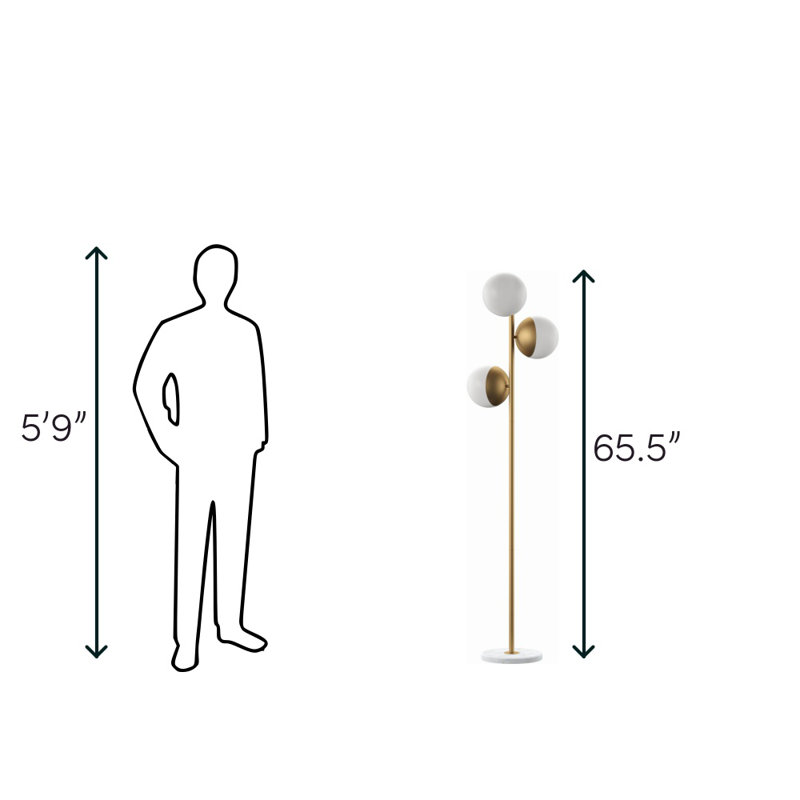 Yearby 65.5'' Tree Floor Lamp, Brass, Frosted White