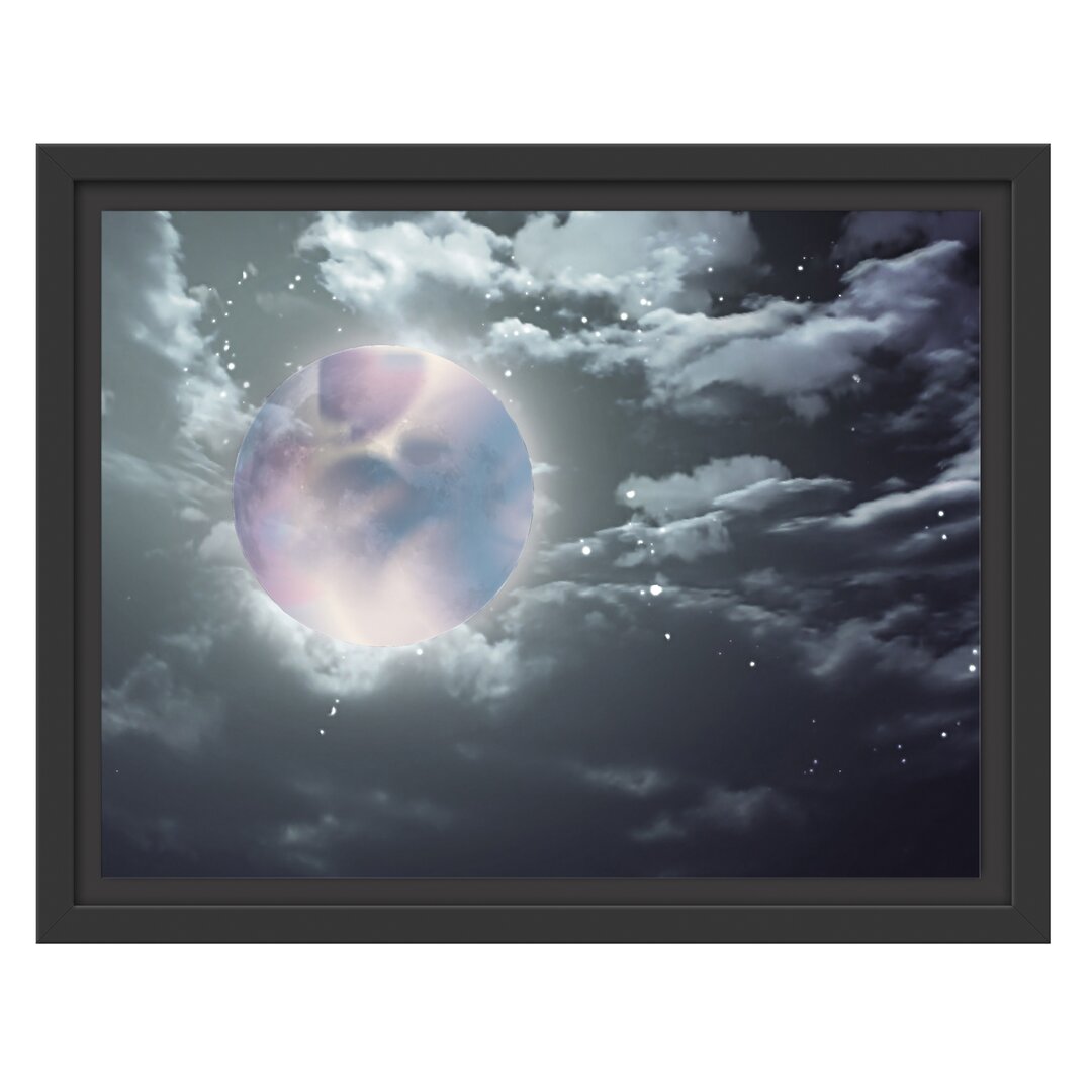 Gerahmtes Wandbild Vollmond Sterne Wolken